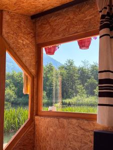 a window in a room with a view at Pliva Escape in Jezero