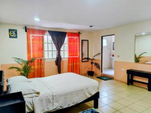 a bedroom with a bed and a window at EL Jardin De Los Anturios in Xico