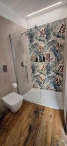 a bathroom with a shower and a toilet in it at Luana in Caltagirone +2 photos