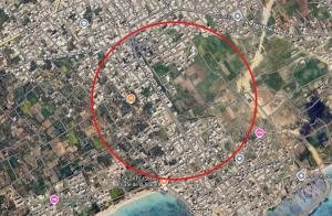 a map of a city with a red circle at Appart AL MARAII - Familles seulement in Beni Khiar