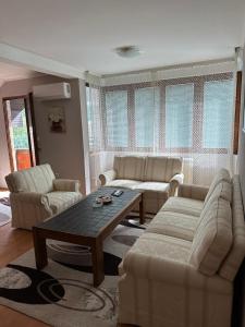 a living room with a couch and a coffee table at Mate Apartmani in Bijelo Polje