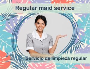a woman in a mirror with the text regular market service at Tropicana Suites Deluxe Beach Club & Pool Punta Cana SPA in Punta Cana +45 photos