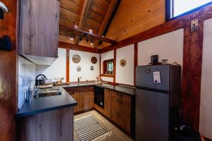 a kitchen with a refrigerator and a sink at Dedekov gaj in Oteš