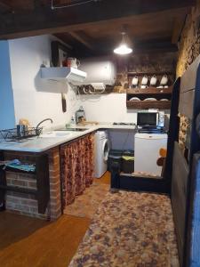 a small kitchen with a sink and a stove at Vega in Muñás