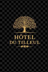 a gold logo with a tree and the words hotel duritz at Hôtel le Tilleul in Corps