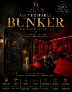 a poster for a horror movie in a living room at Le Baiser 1 le bunker réaménagé en plaisir interdit in Le Havre +12 photos