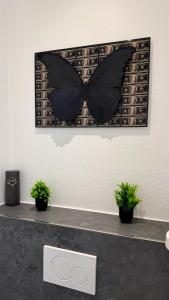 a picture of a butterfly hanging on a wall at MeBa Living Business Suite Mönchengladbach in Mönchengladbach