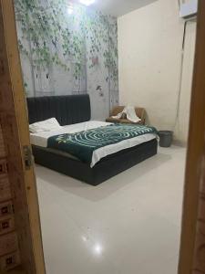 a bedroom with a bed in a room with a wall at Skyline hotel in Barnāla