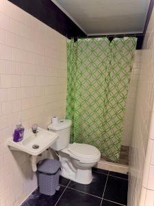 a bathroom with a toilet and a sink at Hotel Bachue Ibagué in Ibagué