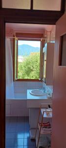 a bathroom with a sink and a window in it at Appartement Marthod in Marthod
