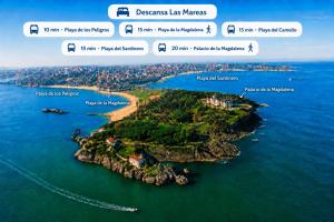 an island in the water with the words dream island manage at Descansa Las Mareas in Santander