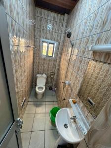 a bathroom with a toilet and a sink at Royal guest home in Bonamoussadi
