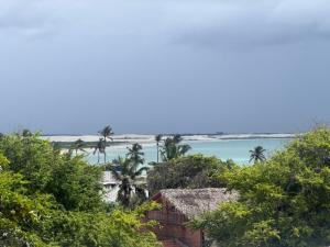 a view of the beach from a resort with trees at Trip Hostel e Pousada in Jericoacoara