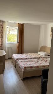 a bedroom with a bed and a window at Tranzit in Mihai Viteazu