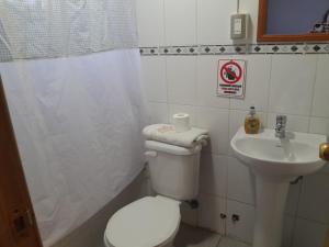 a bathroom with a toilet and a sink at Alojamiento Punta Arenas in Punta Arenas