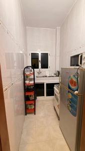 a small kitchen with a refrigerator and a sink at Adelhouse in Saint-Louis +17 photos