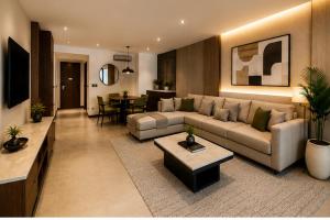 a living room with a couch and a table at Bosque Hotel in Hurghada