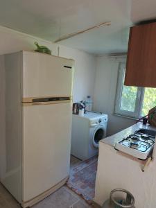 a kitchen with a refrigerator and a washing machine at Ocaklar Torunlar Apart in Erdek