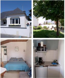 a series of four pictures of a house at gîte des eiders 5 mn de la plage in Quiberon