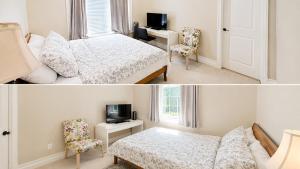 a bedroom with a bed and a tv and a bed and chairs at Richmond 2-Bedroom Luxry Suite in Richmond
