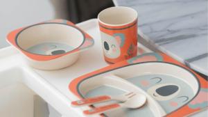 a tray with two cups and a bowl with a stuffed animal at Alcola Boutique Villa - Dania Unit in Tlekung