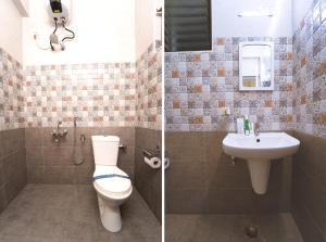 a bathroom with a toilet and a sink at YAFA Palace in Rāmanāthapuram