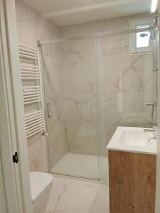 a bathroom with a shower and a toilet and a sink at Sweet Hill Bilbao in Bilbao +10 photos