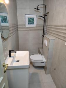 a bathroom with a white toilet and a sink at B&I apartmani in Glavatske Kućice +32 photos