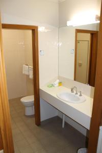 a bathroom with a sink and a toilet at Bakery Hill Motel in Ballarat