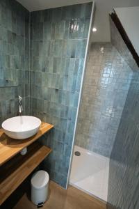 a bathroom with a sink and a shower at Le Presbytère in Ambleteuse +79 photos