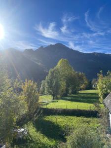 a view of a field with a mountain in the background at Altitude 875 in Arrens-Marsous +14 photos