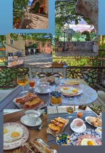 a collage of photos of a table with breakfast food at Douce escapade in Bourg-Saint-Andéol