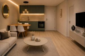 un soggiorno con divano e tavolo di Hof van Bergen a Bergen Altre 5 foto