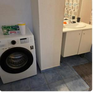 a washing machine in a bathroom with a sink at Pierre de lumiere in Toulouse