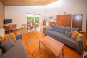 a living room with a couch and a table at Zawoja1560 Apartamenty przy Aptece in Zawoja