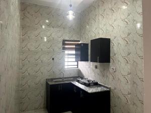 a kitchen with a sink and a counter top at Universal Apartment & Suites in Ibadan