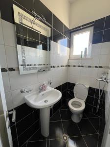 a bathroom with a sink and a toilet at Vila Gregor in Tushemisht