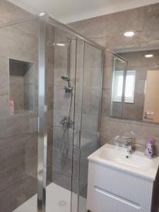 a bathroom with a shower and a sink at Apartmani Đurišić in Posušje +7 photos
