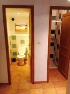 a bathroom with a toilet in a room at Chambres d'hôtes 05 Crévoux in Crévoux +20 photos