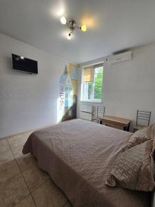 a bedroom with a large bed and a window at ОлександріЯ in Odesa