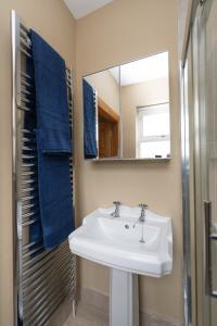 a bathroom with a sink and a mirror at Copperbeech Farm Guest House in Moira +8 photos