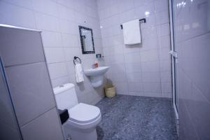 a bathroom with a toilet and a sink at Nam's Homestay in Arusha