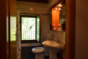 a bathroom with a sink and a toilet and a window at Casa vacanze Ivan Trinko in Savogna +23 photos