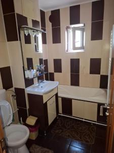 a bathroom with a sink and a tub and a toilet at Teo&Alex in Năvodari