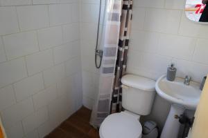 a bathroom with a toilet and a sink at Río Luna cabaña 2 in Diaguita
