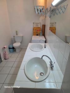 a bathroom with a sink and a toilet at Studio ALIZÉS in Le Moule