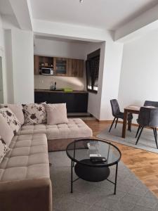 a living room with a couch and a table at M&M Apartman 2 in Rafailovici