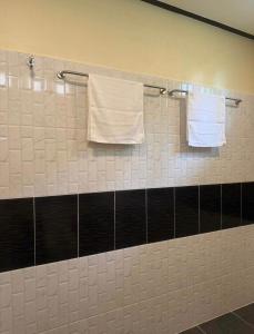 two towels are hanging on a wall in a bathroom at PnppGreenhill in Ko Phangan +3 photos