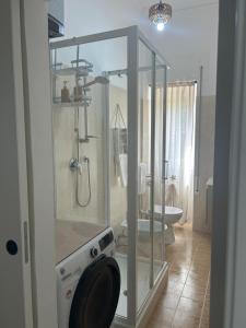 a bathroom with a shower with a toilet and a sink at Maris Home in Luino +20 photos