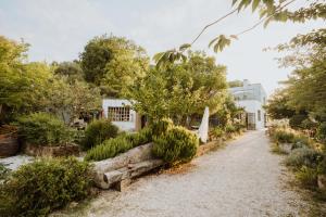 a garden with a bench and trees and a building at Agriturismo Campoletizia in Miglianico